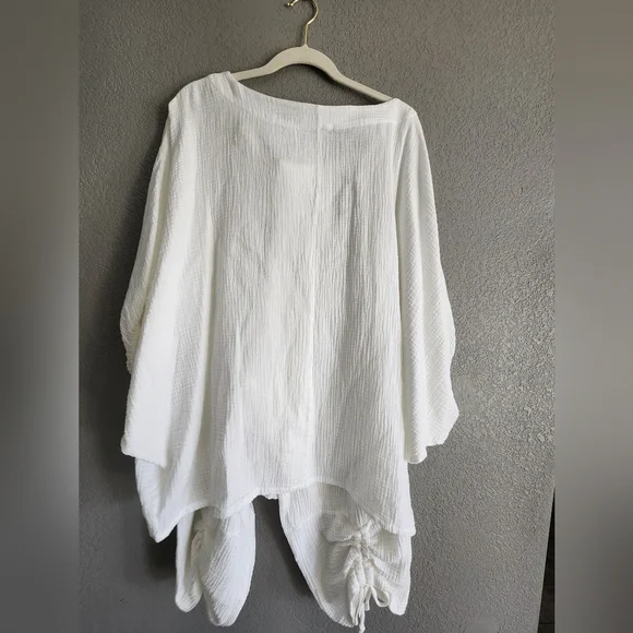 Bryn Walker Cotton White Two-Piece Set Lagenlook Casual Coastal Grandma Size: m - Picture 3 of 7